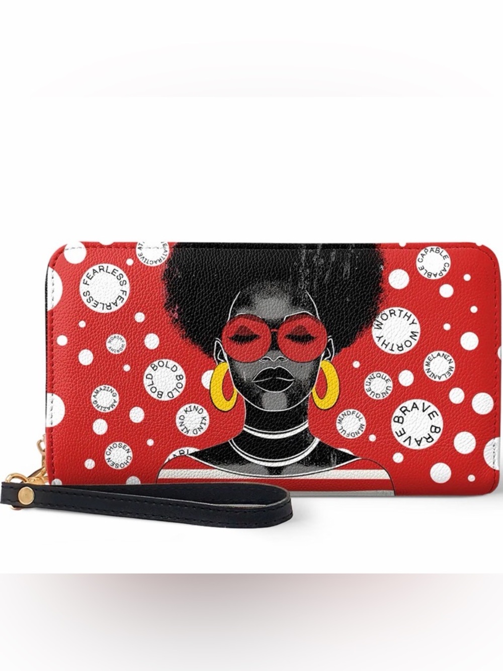 Afroyla "FAHARI" Strawberry Pop Afirmation Wallet Red Vegan Leather